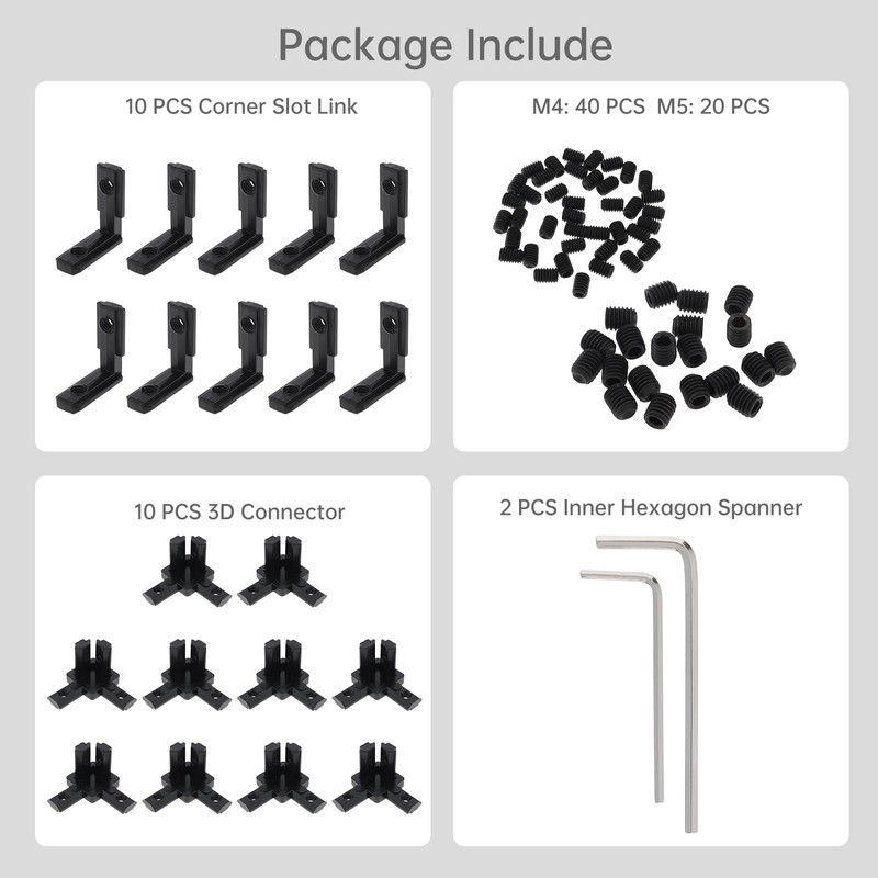 22Pcs 2020 Series Aluminum Extrusion Connectors, CLAHJQX Aluminum Extrusion T-Slot