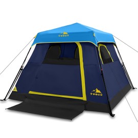 Toogh 3/4 Person Camping Tent with 1 Door, 4 Windows, and Upgraded Ventilation– Instant Setup, Waterproof, 8'x 8'x 67''Oxford Fabric Floor Pop Up in 60 Seconds Includes Rainfly and Backpack