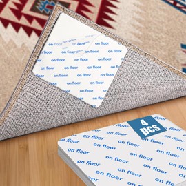 TNSOYCA 4 Pcs Vacuum Tech Rug Pad Gripper,Carpet Stickers for Rugs,Extra Strong Rug Gripper for Tile Wooden Flooring 10 x 10 cm