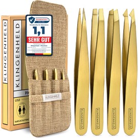 Precise Tweezers Set with Hand-Cut Tips - Perfect for All Applications - Includes Cotton Case 100% Plastic-Free & Sustainable - Tweezers Eyebrow Plucking, 21 Colours