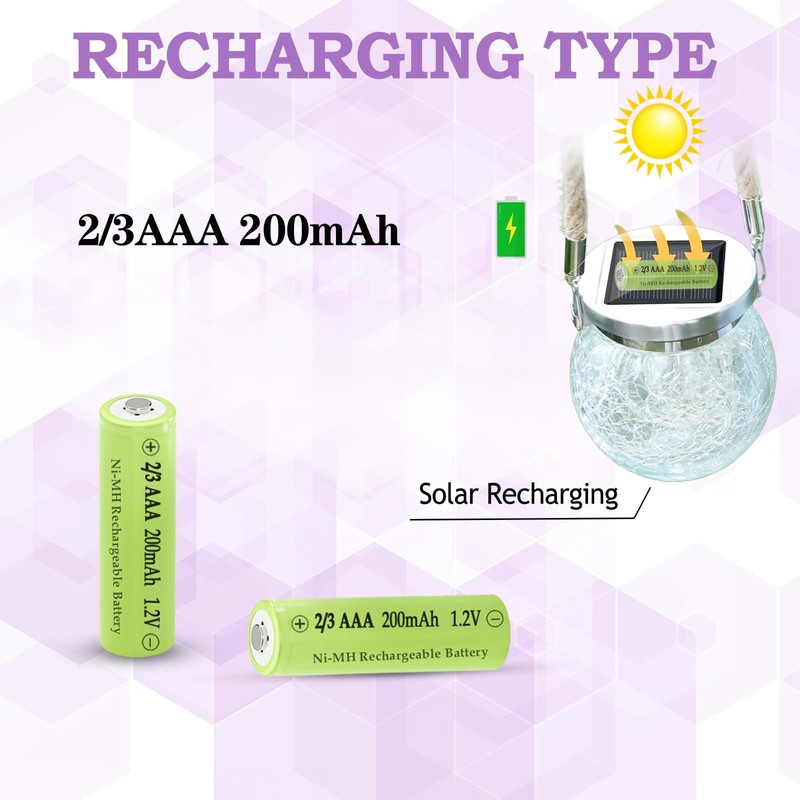 Teneyuuo 8 Pack 1.2V Ni-MH 2/3AAA 200mAh Rechargeable Batteries for