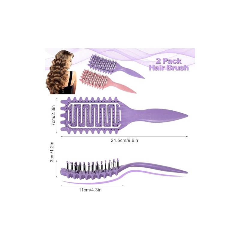 Cepillo Para Cabello Rizado 2 Piezas, Peine Desenredante Antitirones, Cepillo
