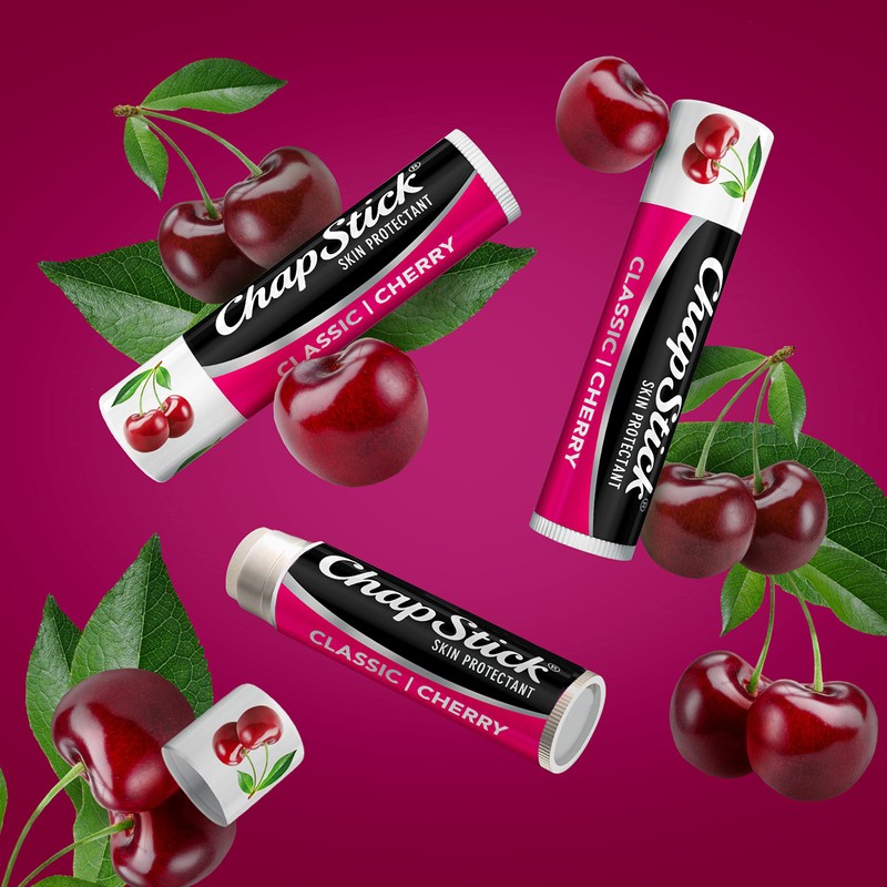 ChapStick Classic Skin Protectant Flavored Lip Balm Tube, Cherry Flavor,