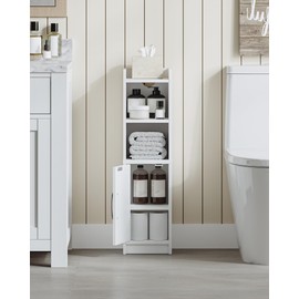 Hzuaneri Bathroom Storage Cabinet, Small Farmhouse Corner Floor Cabinet with Door and Shelves, Narrow Toilet Paper Holder Stand, Bathroom Organizer with Adjustable Shelf, for Small Spaces, White