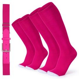 XZQTIVE 2 Pairs of Baseball Socks and 1 Belt Combo Set Adjustable Softball Socks and Belt for Youth Adult