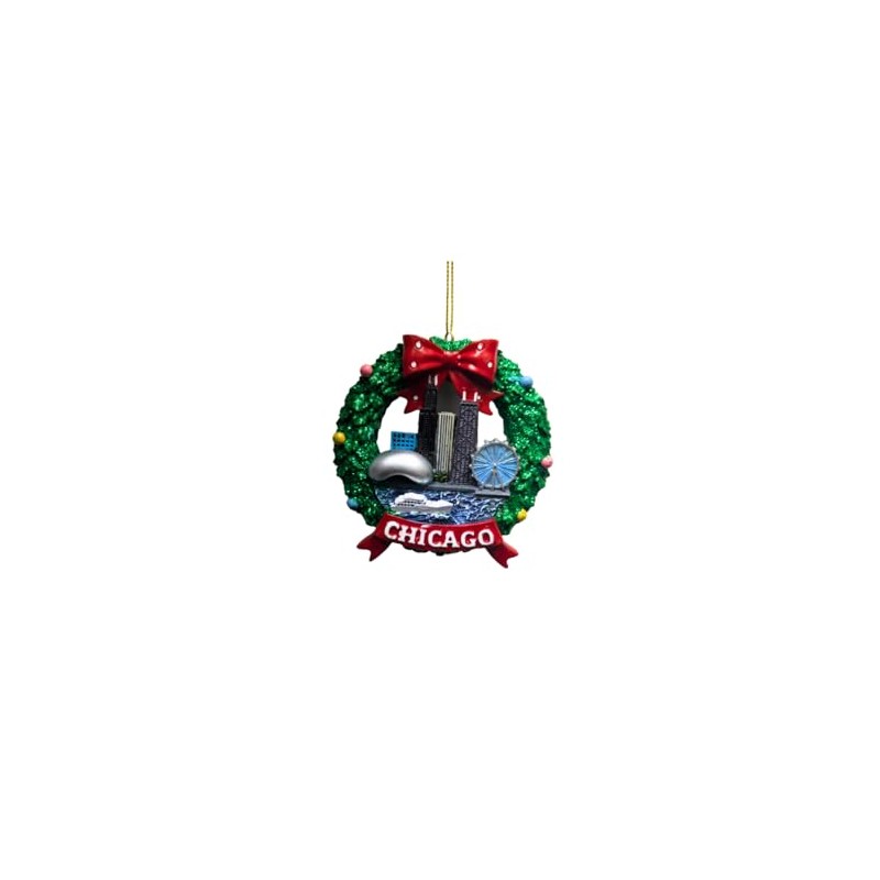 Chicago Wreath Sparkle Hanging Ornament