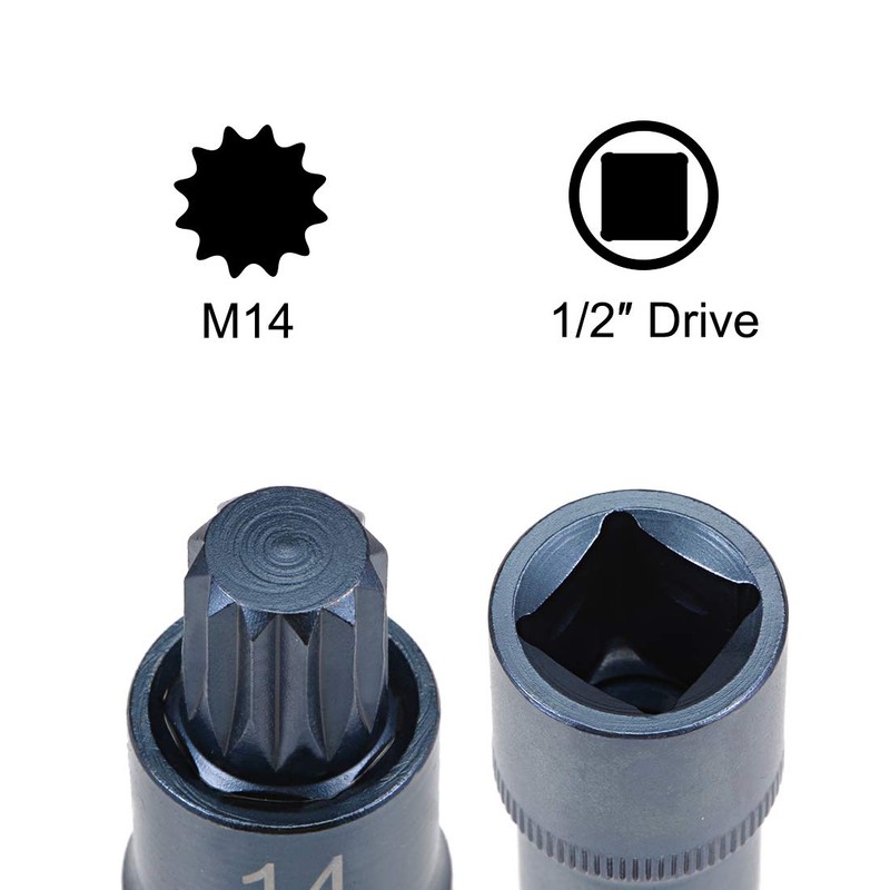 sourcing map 1/2" Drive x M14 (14mm) Triple Square Spline
