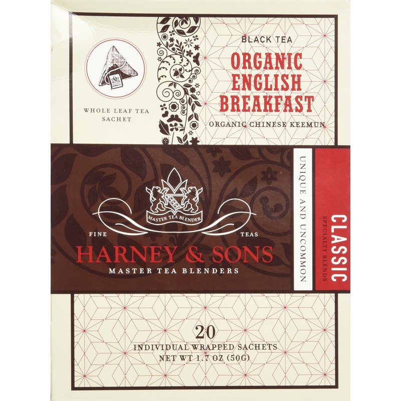 Organic English Breakfast, Box of 20 Wrapped Sachets