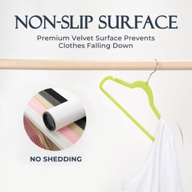 HOUSE DAY Vibrant Green Velvet Hangers 60 Pack, Non Slip Clothes Felt Hanger Heavy Duty for Coat, Premium Slim Space Saving Suit Hangers for Closet Organizer, 360° Rotating Silver Hook