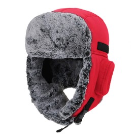 Connectyle Unisex Trapper Winter Hat for Men Windproof Warm Hats with Ear Flaps Hunting Hat Red