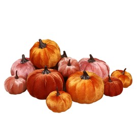 winemana 12 Pack Velvet Pumpkins Fall Decor, Fabric Foam Pumpkin for Decorating, Thanksgiving Table Decorations Fake Pumpkins for Mantel, Wedding Dining Table Centerpieces (Rust Orange)