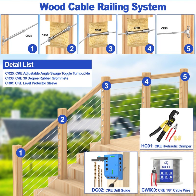 CKE 20 Pair Cable Railing Kit - 1/8" Swage Toggle