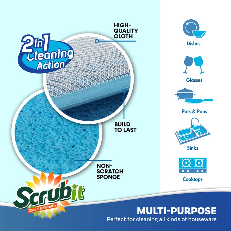 Scrub and Wipe Cleaning Sponges [10 Pack] – SCRUBIT Dual