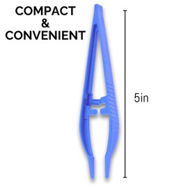 Eisco - 80 Disposable Plastic Forceps (10 Packs of 8) – 5" Precision Tweezers for Labs, Classrooms, Dissection, and STEM Projects