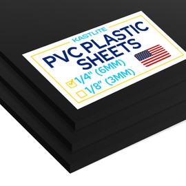 KastLite Black Expanded PVC Moldable Plastic Sheeting - 1/4" Thick Nominal 6x6 Inch Thermoplastic Rigid Foam Board - Waterproof Flexible Plastic Sheets for Crafts Models & Office Projects, 1PC