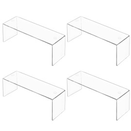 Aminigram 4 Packs Cabinet Organizer Shelf, Acrylic Kitchen Counter Shelves Organizer, Spice Rack for Dishes, Spices, Soda Cans and Bottles（12.4 x 4 x 4.6 inch）