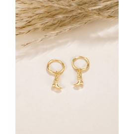 Mameloly Cowboy Boot Earrings Dangle 14K Gold Plated Cowgirl Hoop Earrings for Women Western Jewelry Hypoallergenic