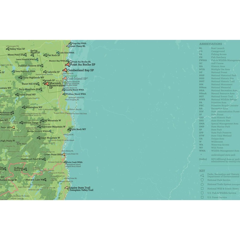 New York State Parks & Public Land Map 24x36 Poster