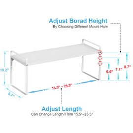 15.5 to 25.5 Inch Kitchen Cabinet Shelf Organizers, Adjustable Kitchen Counter Shelf Organizer, Set of 4 Expandable Countertop Storage Shelves, Stackable Design, 30LBS Heavy Duty, Space Saver