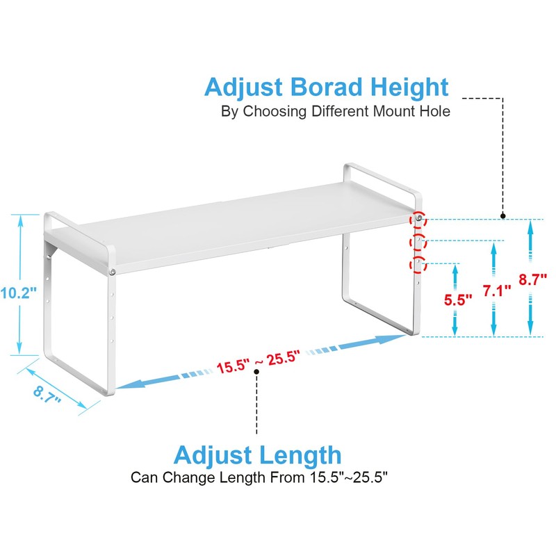 15.5 to 25.5 Inch Kitchen Cabinet Shelf Organizers, Adjustable Kitchen