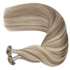 Moresoo Echthaar Bondings Extensions 60 cm Blond Gesträhnt Remy U