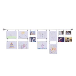 Wallniture Barre Wire Picture Hangers for Kids Crafts and Artwork, Expandable 196 Inch Wall Decor with 48 Clips Set