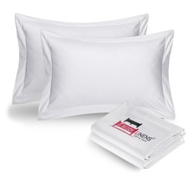 eBeddy Linens Standard Pillow Shams Set White Solid 100% Microfiber Envelope Closure 20x26 Inch with 2" Flange 800-TC Decorative Bed Pillow Cover Pack of 2, Soft Cozy & Breathable