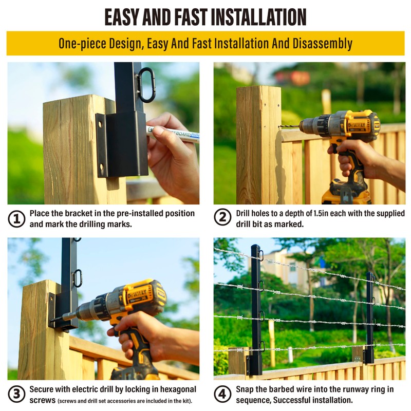 Epcee Fence Post Extender, 23.5" Fence Barbed Wire Extend Arm，for