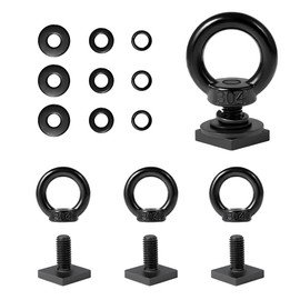 DXNQ 4 PCS T Track Mount Tie Down Anchor for Roof Rack, M8 Sturdy Stainless Steel T Slot Bolt Tie Down Rings Anchoring Kit, T Track Bolts Accessory for Holding Bungee Cord Rope Hooks (Black)