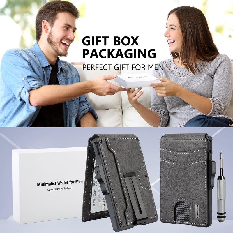 umoven Wallet for Men - with Money Clip Slim Leather