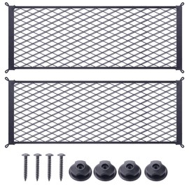MWMNUN 2 Pcs Universal Stretch Mesh Car Mesh Bag with Screws and Hooks for Trunk RV Boats Home Cargo Storage (25.6'' x 9.8'')
