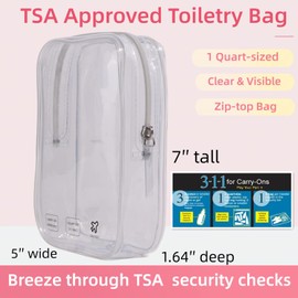 CALYGO 3 Packing Clear Zipper Pouches Travel Bags for Toiletries 1 Quart size Travel Bag TSA Approved Clear Toiletry Bags for Traveling Makeup Bag for Women Men 311 Liquid Bag Small Cosmetic Cube