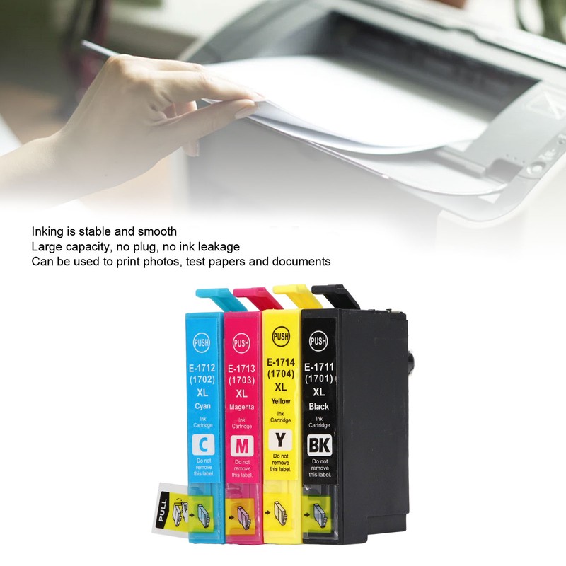 4PCS Printer Ink Cartridge Colorfast Clear Printing Large Capacity Ink