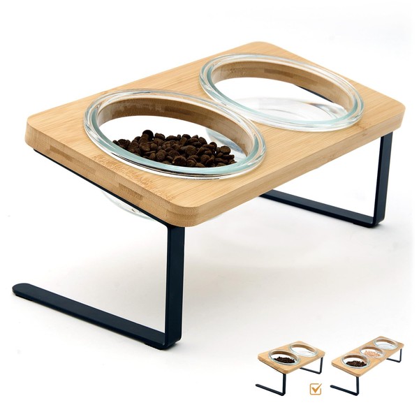 Lawfery Elevated Cat Bowls, 15° Tilted Cat Food Bowl, Includes