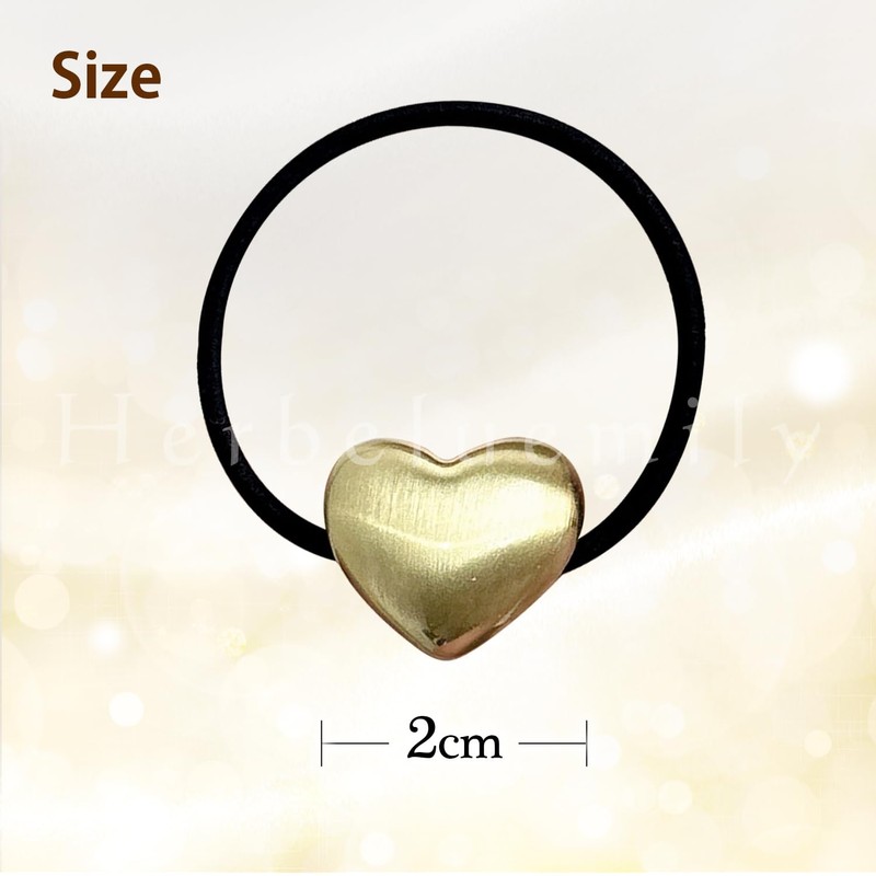 Herbeluemily Hair Rubber Hair Accessories, Antique Gold, Heart, Silver, 3D