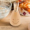 Fdit Cute Smiling Face Wooden Toothpick Cylinder Box Holder Outlet