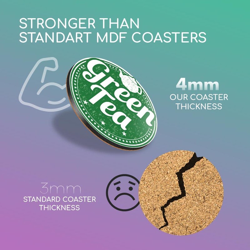 1 x Round Coaster - Green Tea Healthy Organic Tea