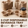 2 Cup Disposable Coffee Trays,Pulp Fiber Cup Holder Commercial Compostable