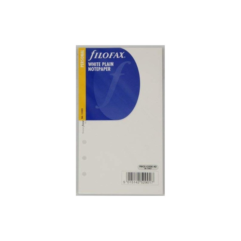Filofax Personal White plain notepaper, 95x171mm ref:132405