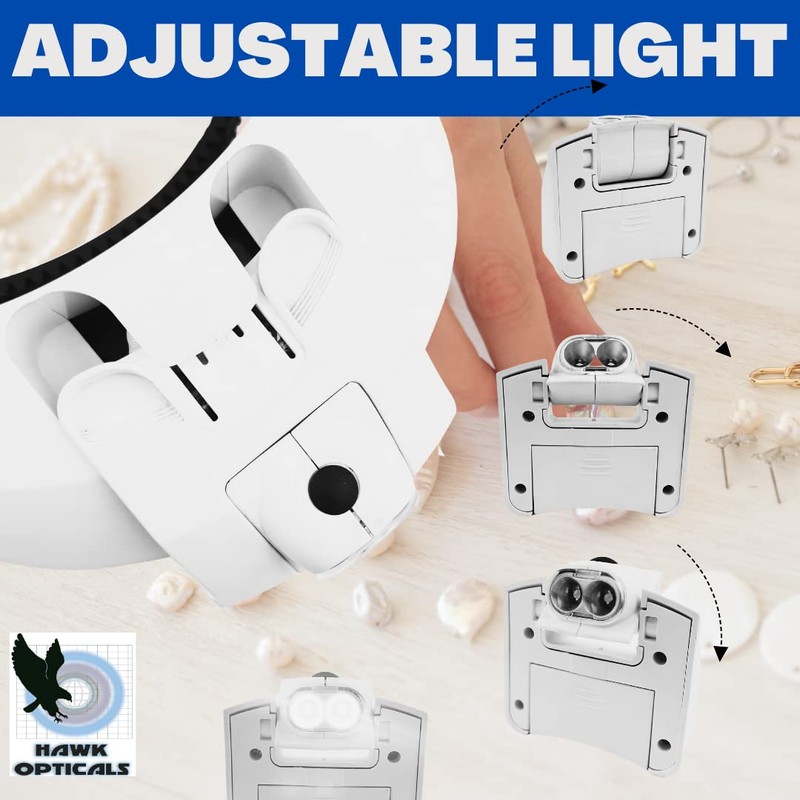 HAWK OPTICALS Illuminated Head Magnifier with Adjustable Strap|| 5 Lens