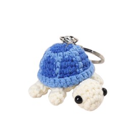 CIBBALIY Mini Handmade Crochet Turtle Keychain Crochet Animal Turtles for Keyring Charm Handbag Bag Purse Pendant (Blue)