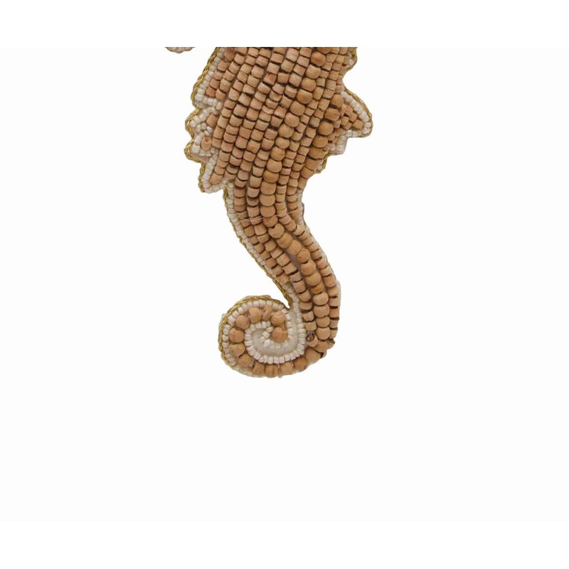 Gallerie II Wood Bead Sea Horse Ornament Beige