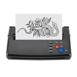 KONKENIE Tattoo Stencil Thermal Transfer Copier Printer A4 Paper Tattoo Stencil Transfer Maker ABS Thermal Copier Stencil Printer Machine for Tattoo Station Bars Parties Black(11.02x6.49x2.75in)