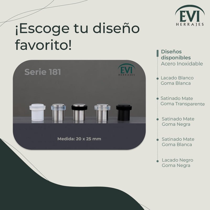 Evi Herrajes, Tope de puerta con base roscada in acero