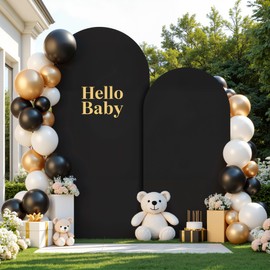 7.2FT 6FT Wedding Arch Backdrop Cover, 2 Set Double-Sided Spandex Fitted Arch Stand Cover Chiara Backdrop Cover for Wedding, Baby Shower, Party, Photography Decoration, Black