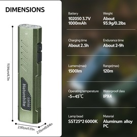 Naturehike Lumius Torch Small and Portable with 1500 lm Brightness Multiple Adjustment Options Lumius High Performance LED Suitable for Camping Travel and Night Activities