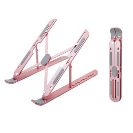 KKLM Laptop Stand, Computer Stand, Aluminum Alloy, 10 Levels of Height Adjustment, Load Capacity 44.1 lbs (20 kg), Cooling Heat Dissipation Design, Anti-Slip Pad, Ergonomic Design, Storage Bag