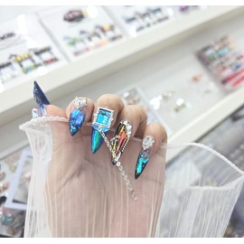  Premium Art Glass Parts Handmade Nail Tips ✨ - Short Almond /  프리미엄아트유리파츠 수제네일팁 ✨ - 숏아몬드