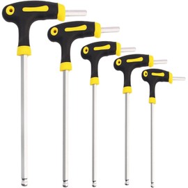 KEWAYO 5 PCS T Handle Allen Wrench Set, 2.5/3/4/5/6mm Bike Allen Hex Key Set with Ball End Screwdriver Hand Tool Kits for Bicycle Pedal Handlebar Disc Brake Mount Repair