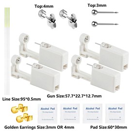 Self Ear Piercing Kits - 18pcs/Set Painless Disposable Sterile Gun with Hypoallergenic Studs,Safety Ear Piercing Gun Kit Tool (Silver216+Silver203)